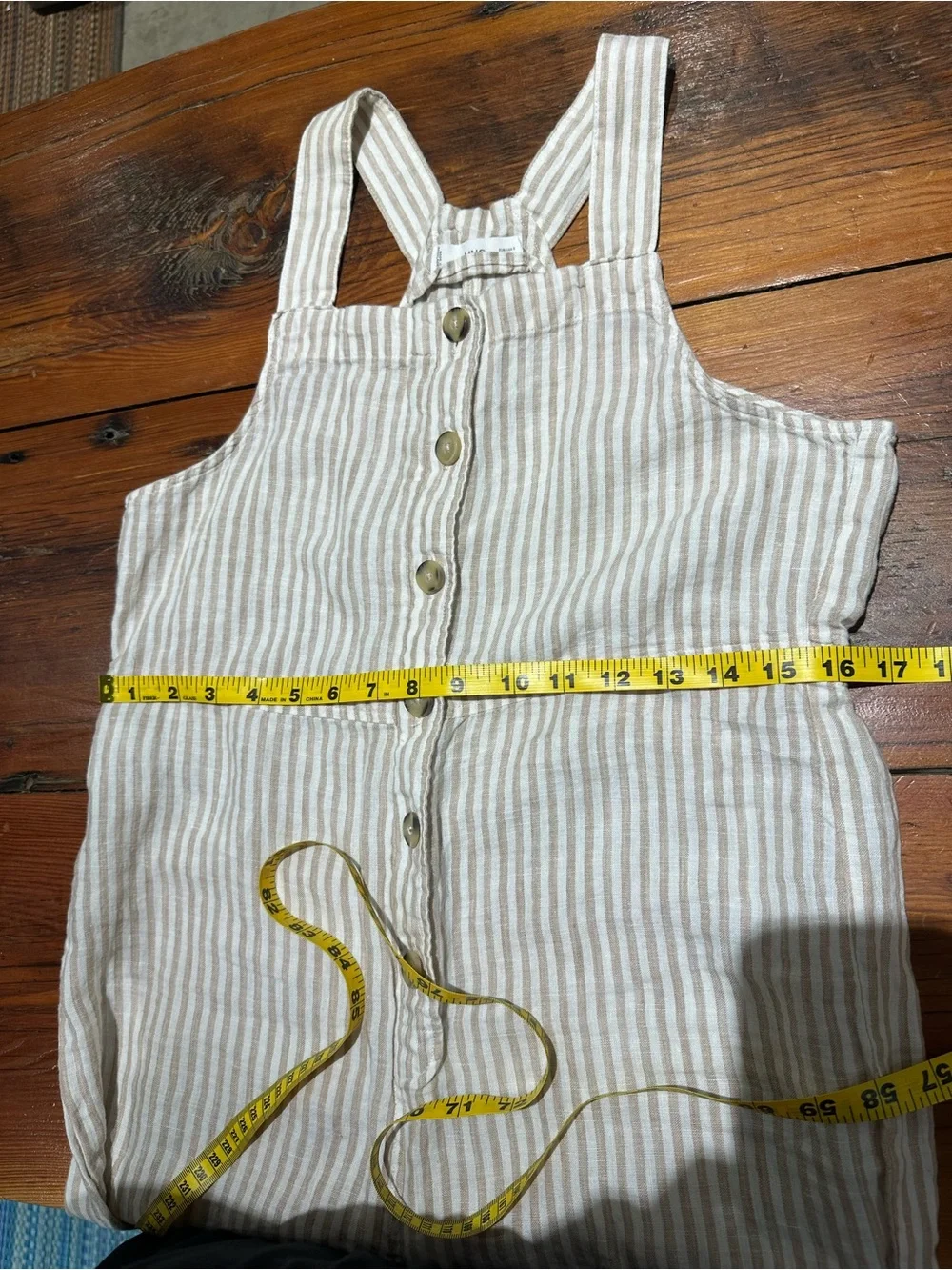 Mango MNG Linen Overalls, Cream Stripe, Women's Sm